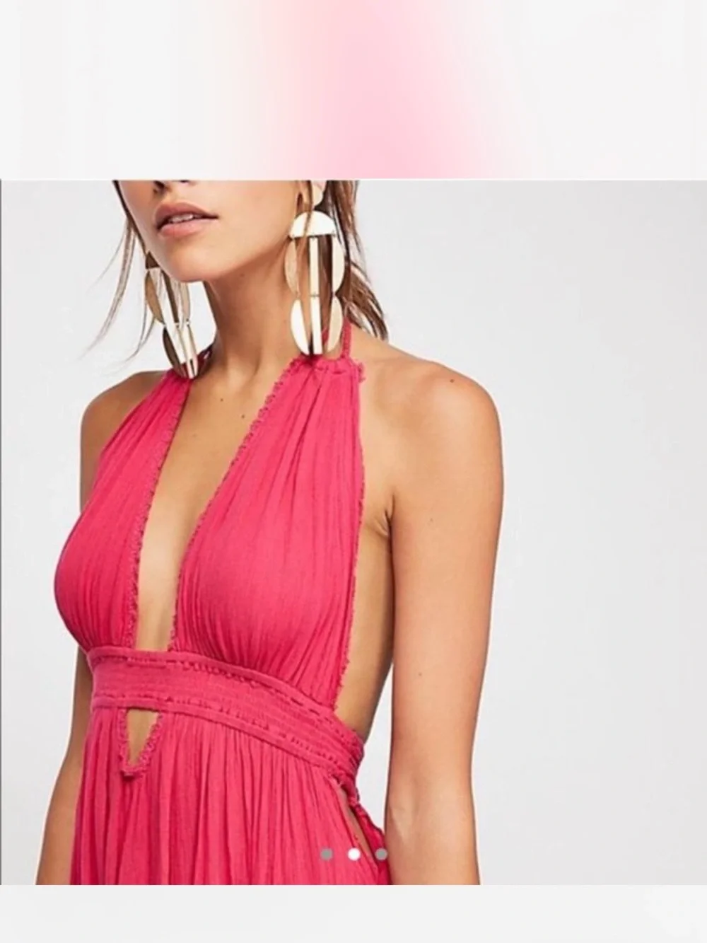 Free People look into the sun  Orange  Backless Halter Maxi Dress size small - Picture 4 of 9